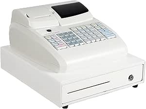 Cash Register, Cash Management System, Quick Load Thermal Printer, 6 Digits LED 16 Dep/8 Clerk POS System for Small Businesses Retail, Compact Size, Cash and Coin Drawer