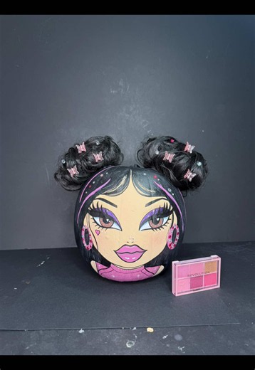 Feel like I’ve upped my game with the hairstyle on this one, will be going full wig by the next one 😂🎃 #pumpkin #painting #bratz #ideas #halloween