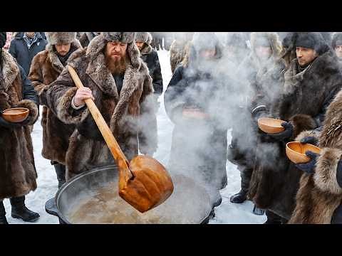Yakutia Street Food - Survival Cooking in 72 Cold