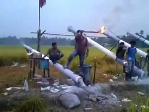 Calcium carbide cannon barrage