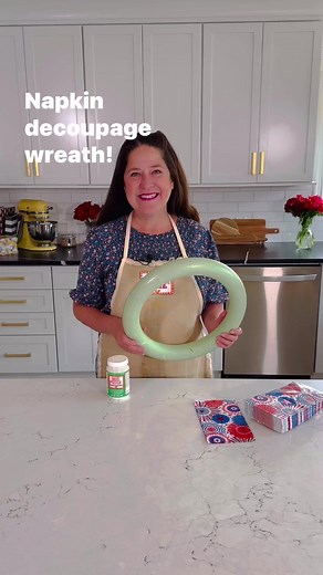 42K views · 595 reactions | 4th of July Napkin Decoupage Wreath. Grab your Dollar Tree wreath bases. #modpodge #wreathmaking #napkindecoupage #4thofJuly #wreaths | Handmade Happy Hour with Cathie Filian | Facebook