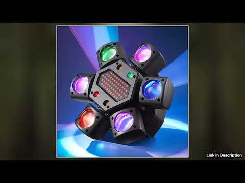 80W RGB LED Beam Moving Head Light Mini Six Arm Stage Rotating Effect Lights Remote Controller DJ