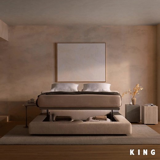 The clever new Jasper bed converts into a floating position for easy bed making. | King Living