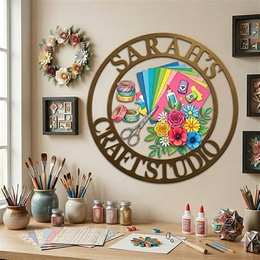 Personalized Crafts Studio Metal Sign, Custom Name Craft Room Decor, DIY Art Studio Wall Sign Gift for Creators - Etsy