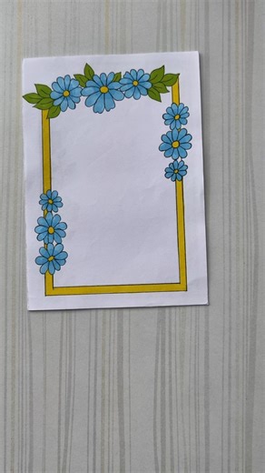 Blue Flower Frame Border Design/6 easy border design/Border design/Project/Priyanka Gunwal #shorts