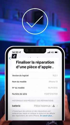 Finaliser la réparation d’une pièce d’Apple sous iOS 18.1