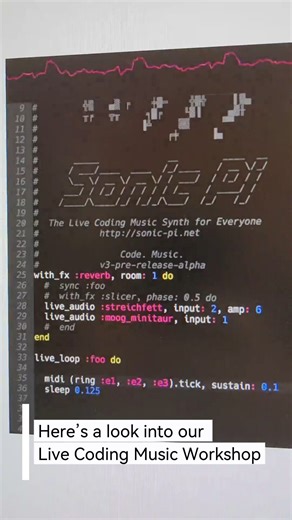Turn your laptop into an instrument! Learn how to code music with Sonic Pi and turn simple lines of code into live sound 🎧🎶 📆 Wednesday 21 January | 11am – 1pm | Lionel Bowen Library 🎟️ Ages 15–18 | Head to our website to book P.S. The sound you’re hearing was made with Sonic Pi ✨ | Randwick City Library