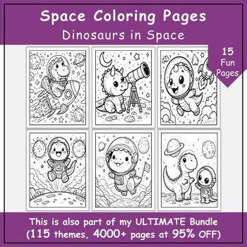 Space Dinosaurs | Creative Printable Coloring Pages for Kids | Grades K-5