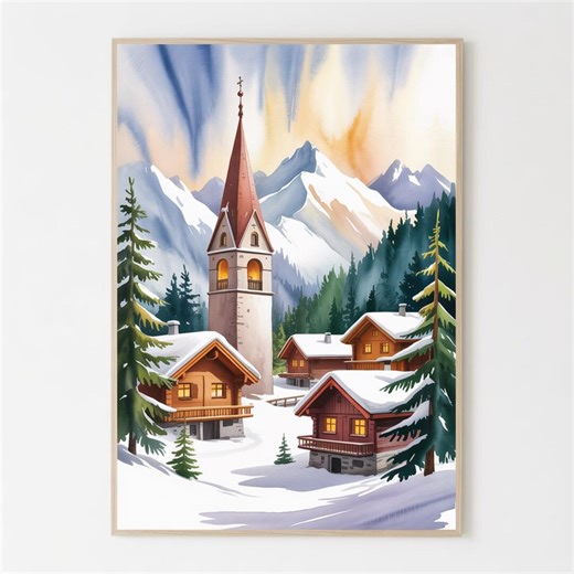 Whistler Ski Resort Watercolor Painting - British Columbia Art Print - Etsy
