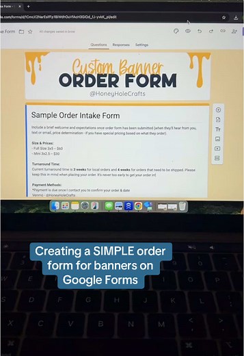 Creating a Simple Order Form for Banners on Google Forms