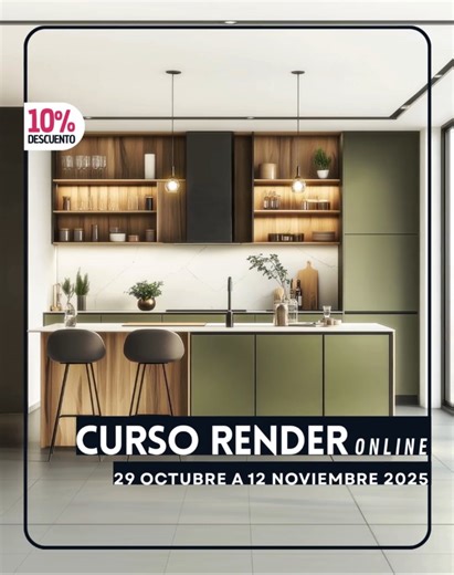 CURSO RENDER ONLINE _ OCTUBRE-NOVIEMBRE 2025 ¡Aprende a crear renders profesionales y fotorrealistas con el mejor método! Clases online en vivo y acceso a clases grabadas. Contenido: Modelado 3d, Renderizado, Postproducción fotográfica. Software: SketchUp V-ray Photoshop. Fecha: Del 29 de octubre al 12 de noviembre 2025. Clases lunes a jueves. (inicia miércoles 29 de octubre) TOTAL: 9 clases. SI NO PUEDES TOMAR UNA DE LAS CLASES, PUEDES RECUPERAR EL CONTENIDO CON LA GRABACIÓN QUE TE PROPORCIONA
