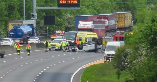 M1 reopens after crash involving overturned vehicle