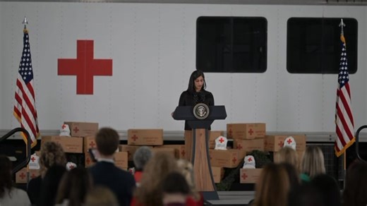 5K views · 55 reactions | Spreading holiday cheer from Joint Base Andrews!  First Lady Melania Trump, Second Lady Usha Vance, cabinet member spouses and volunteers came together to build care packages and write holiday messages for our deployed service members during an American Red Cross event. | Joint Base Andrews | Facebook