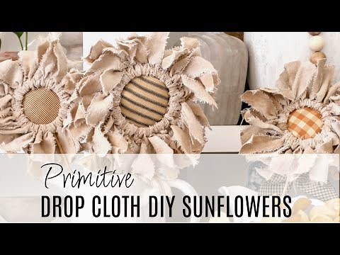 Drop cloth primitive sunflowers