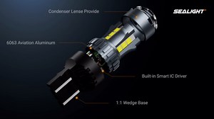 SEALIGHT 7443 7440 LED Bulb White Reverse Light, 7444na 7441 7444 T20 W21W LED Light Bulb with Projector for Backup Light,Tail Light,Brake Parking, Pack of 2