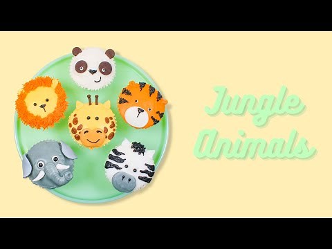 Jungle Animal Buttercream Decorated Cupcakes