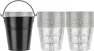 Firsgrill 30Pack Liners & 1 Pack Black Bucket for Mostly Wood Pullet Grill or Smoker Grease Catch Holder
