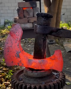 Forging Kratos Axe out of Rusty Engine Gear | DIY & Crafts