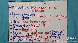 DITAELO LE DIKAELO: Setswana Instructions & Directions