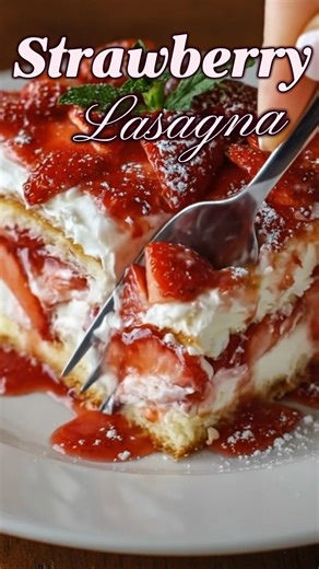 Strawberry Lasagna 🍓🤍 This Strawberry Lasagna is the kind of no-bake dessert that disappears fast at every summer party. Creamy layers, juicy strawberries, and that buttery graham cracker crust… it’s cool, fluffy, and absolutely irresistible. Save this recipe now and tag a friend who would devour a slice (or two)! Yield: 12 large servings Ingredients: • 2 cups graham cracker crumbs • 1/2 cup unsalted butter, melted • 1 cup powdered sugar • 8 ounces cream cheese, softened • 1 teaspoon vanilla e