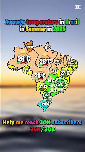 Average temperature in Brazil in Summer + Winter in 2025 #map #geoportal #europe #mapguide #mapping