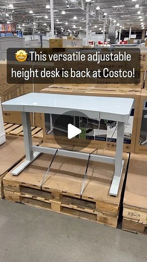 Costco Buys on Instagram: "🤩 This versatile adjustable height desk back at Costco! It works as a sitting or standing desk with a digital readout! Plus it has a tempered glass top, has a spot for wireless charging, and includes two USB ports! 👏🏼 $299.99! #costco #adjustabledesk #standingdesk #deskgoals"