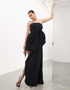 Vestido corto negro lazo drapeado con cola en el lateral Memory de ASOS EDITION | ASOS