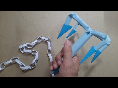 How to make NINJA GEAR FOLDING GRAPPLING HOOK from A4 paper - ORIGAMI TUTORIAL