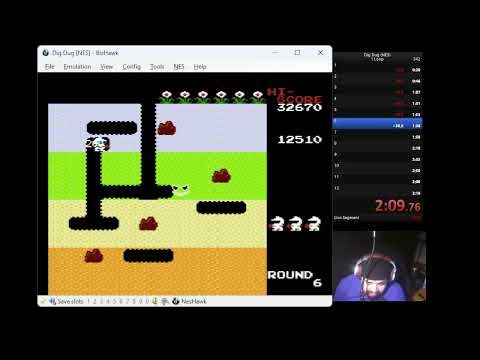 Dig Dug - NES (1 Loop 12 Rounds) 4:23 *verified*