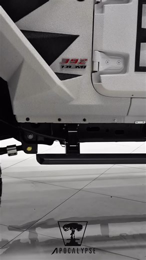 A polar bear. A snow leopard. Symbols of the raw power behind this Kevlar White Hellfire—equipped with a 392 HEMI V8 and seating for 8 full-sized adults. #apocalypse #6x6 #hellfire #392hemi #8seater | Apocalypse Manufacturing