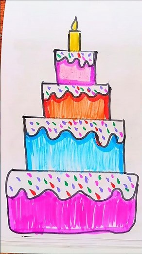 Cake 🎂 Drawing, Colouring and Painting for Kids #kidsvideo #cake #viral #foryou #forkids #howto