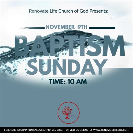 This Sunday is Baptism Sunday! Remember to bring a towel and a change of clothes. We can't wait to celebrate this special moment with you! | Renovate Life Church of God