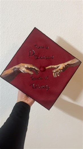 Decorating my grad cap! #art #portraitfeed #drawing #graduation #classof2026 #graduate #acrylic