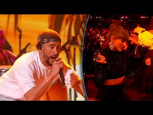 Taylor Swift Dances to Bad Bunny's 2023 Grammy Performance!