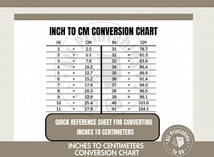 Inch to Centimeter Conversion Chart | Printable Measurement Table PDF | Digital Download for iPad Use - Etsy
