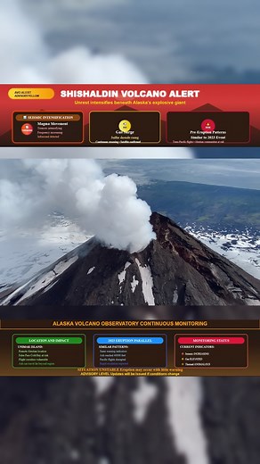 🚨 SHISHALDIN VOLCANO ALERT RAISED – AUGUST 25, 2025 🚨 The Alaska Volcano Observatory has raised Shishaldin’s alert level to ADVISORY (YELLOW) after a surge in seismic tremors, infrasound, and sulfur dioxide gas. Steaming from the summit has intensified. These are the same signals recorded before the 2023 eruption that disrupted international flights. Shishaldin erupts with little warning. Flight paths and communities near Unimak Island are now on alert. #Shishaldin #AlaskaVolcano #VolcanoAlert