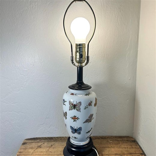 Vintage Porcelain Butterfly Table Lamp: Retro Home Decor - Etsy