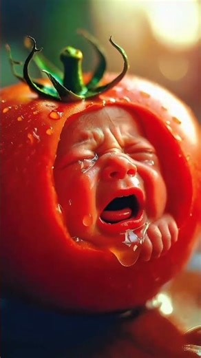 She Wants It… But Cries & Rejects the Tomato 😂🍅”#TinyTomato #BabyShorts #CryingBaby