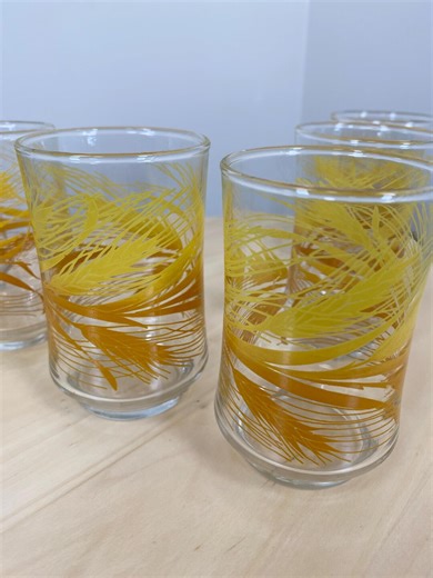 Vintage Drinking Glasses Set of 6 Libby Golden Harvest Wheat Small Water Tumbler - Etsy