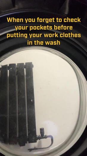 When you forget to check your pockets before putting your work clothes in the wash 😣 #electrician #electricalapprentice #apprenticeships #sparkyapprentices