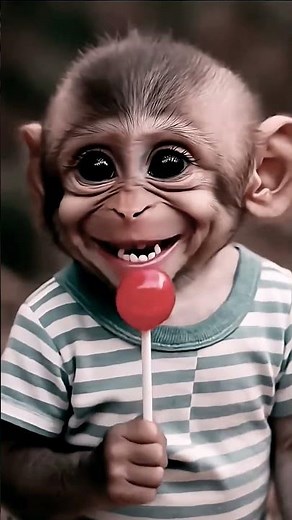 cute baby monkey🐒🍭#funny #shortsbest monkey funny