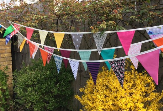 Extra Long Fabric Bunting – 36 Flags, Festival Brights, Celebration Banner - Etsy