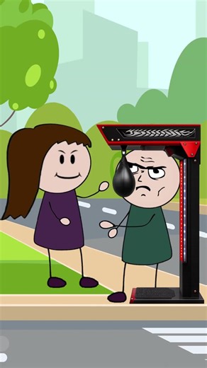 The girl missed the punching bag. Stickman memes video. Funny animation meme.