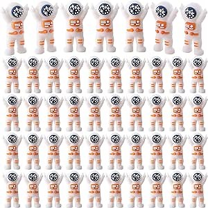 50 Pcs Mini Astronaut Figurines, Miniature Astronaut Toys Tiny Spaceman Figures for Kid Birthday Space Party Favor Piñata Goodie Bag Christmas Stocking Stuffers Halloween Treat (Orange)