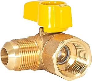 Eastman 5/8 Inch OD Flare x 3/4 Inch FIP Angle Gas Ball Valve, Brass Connectors and Fittings for Natural Gas and Liquid Propane, 60029B