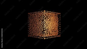 4K cube in the Computing Core with Interchanging Information Streams.Block chain network concept;Distributed register technology;Various Clusters of Connections Loading;participant chain.