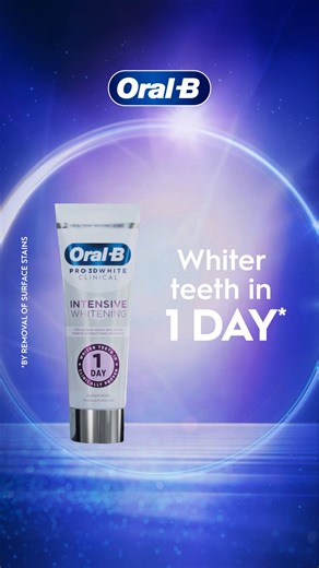 Get Clinically Proven Whiter Teeth in Just 1 Day with Oral-B Clinical Intensive Whitening | Oral-B | Facebook