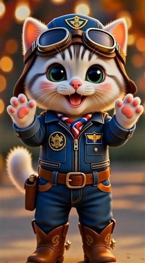 Cute Pilot Cat Dance ✈️😍 | Adorable Kitty in Pilot Outfit #shorts