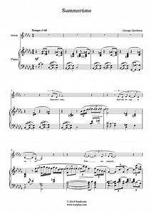 Summertime (voice Ella Fitzgerald, piano and orchestra) (Gershwin) - Piano Sheet Music