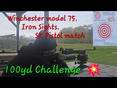 Vintage Winchester model 75 at 100yds With Iron Sights! Sk pistol match! New Challenge Target!